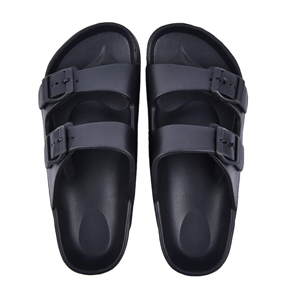 n/a Other - NEW Black Double Buckle Slip On Flat Adjustable Sandals Men or Women's